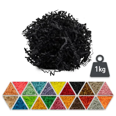 Produktbild von Schwarz Füllmaterial aus Papier 1kg – biologisch abbaubares Verpackungsmaterial, ideal als dekorative Füllung für Geschenkboxen & Geschenkkörbe
