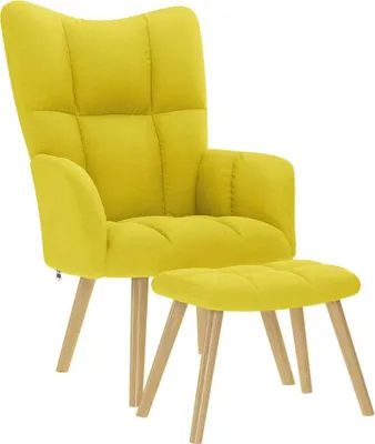 Produktbild von Relaxsessel mit Hocker Hellgelber Stoff