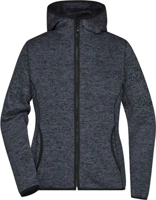 Produktbild von Kapuzenjacke aus Strickfleece in Melangeoptik dark-melange/black, Gr. S