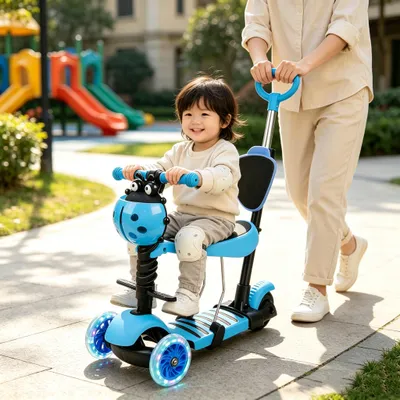 Produktbild von 5-in-1 Kinder Roller Scooter mit Abnehmbarer Sitz,LED-Räder,Höheverstellbarer Lenker,Tretroller - Kinder Roller Outdoor Spiel, für 2-8 Jahre Kinder