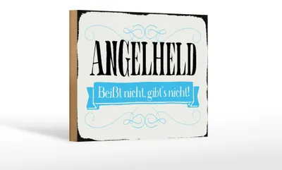 Produktbild von Holzschild Spruch 18x12cm Angelheld beißt nicht angeln