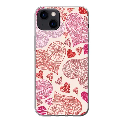 Produktbild von MuchoWow® Handyhülle Schutzhülle Hülle für iPhone 13 Eine Illustration mit rosa und roten Herzen Silikon Softcase Handy Hülle - Karteninhaber