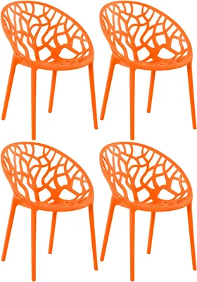 Produktbild von CLP 4er Set Gartenstuhl Hope, Modernes Design, Wetterfest, Stapelbar, Mit Armlehnen Farbe orange