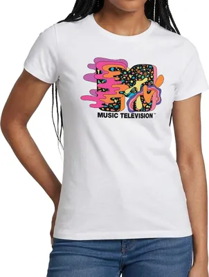 Produktbild von Spreadshirt MTV Music Television Buntes Trippy Logo Frauen T-Shirt, L, Weiß
