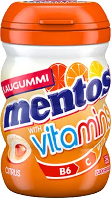 Produktbild von Mentos Kaugummi Vitamins Zitronen Geschmack in toller Curvy Dose 64g