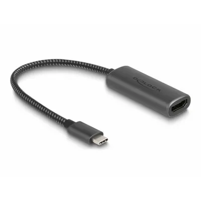 Produktbild von DeLOCK USB Type-C Adapter zu HDMI (DP Alt Mode) 8K mit HDR Funktion Aluminium, 0,2 m, USB Typ-C, HDMI, Männlich, Weiblich, Gerade