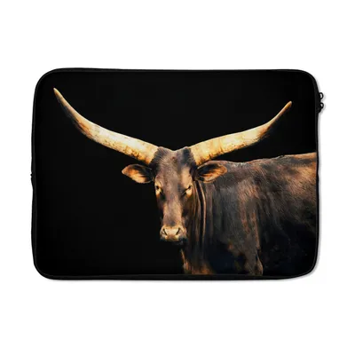 Produktbild von MuchoWow® Laptop Hülle 13 Zoll Kuh - Watussi - Braun Laptoptasche - Laptophülle - Sleeve - Rundumschutz