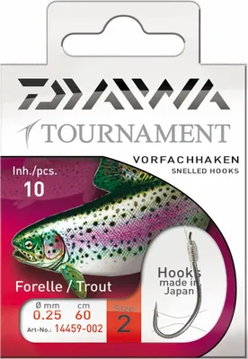 Produktbild von DAIWA Tournament, Forellenhaken, Größe: 2, Vorfachlänge: 60 cm, 14459-002