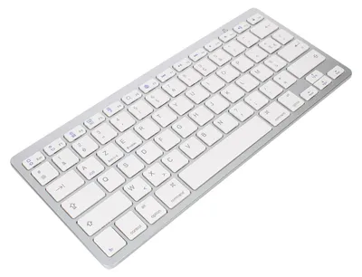 Produktbild von Avizar, Bluetooth AZERTY Tastatur mit 7 Multimedia-Tasten, 30 Tage Akku, Silber