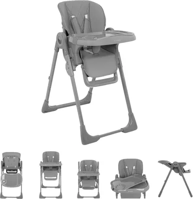 Produktbild von Kikkaboo Kinderhochstuhl Comfy höhenverstellbar, Gurt, Doppeltablett, klappbar grau