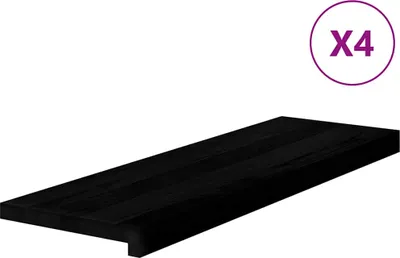 Zdjęcie produktu dla vidaXL Schody – 4 sztuki, brązowo-czarne, 80x30x2 cm, lite drewno dębowe