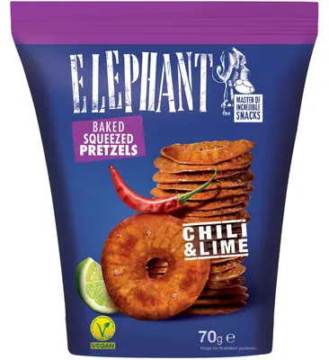 Zdjęcie produktu dla Opakowanie precli Elephant Pretzels z chili i limonką 70 g