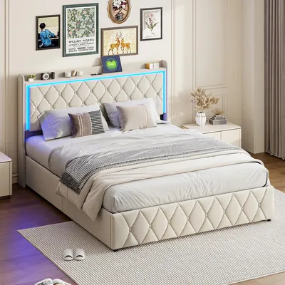 Obrázek produktu pro Čalouněná postel – postel s úložným prostorem 140 × 200 cm – samet – čelo s opěrkou – kovový rám – rošt