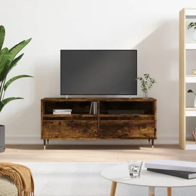 Immagine prodotto di vidaXL mobile TV in rovere fumé 100x34,5x44,5 cm materiale in legno - mobile TV - mobile TV - supporto TV - pannello TV