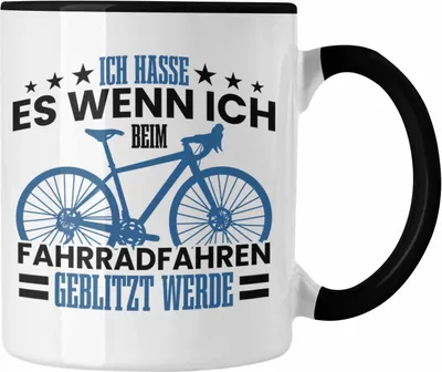 Produktbild von Trendation - Tasse Fahrradfahrer Geschenk für Radfahrer Fahrradfahrern Geblitzt Werden (Schwarz)