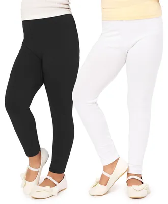 Image de Leggings longs pour filles Merry Style en viscose, lot de 2 MS10-130 (noir/blanc (lot de 2), 128 cm)