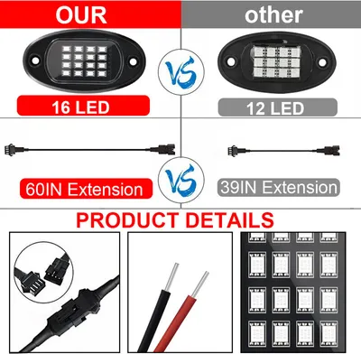 Image de (6 pods) RGB LED Rock Lights, 90 LEDs Multicolor Neon Underglow Light Kit d'éclairage musical étanche avec APP & contrôle RF pour Jeep Offroad Truck Auto ATV SUV Motorrad