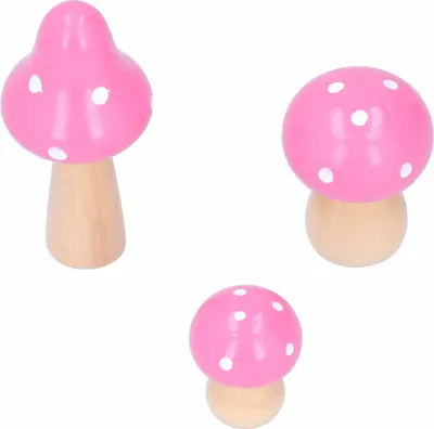 Produktbild von 3Pcs/Set Pilz Kunsthandwerk Innovative Niedliche Hölzerne Ornamente Haus Büro Desktop DekorationPink
