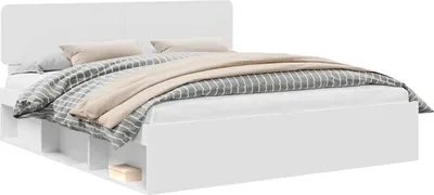 Image de Cadre de lit avec tête de lit Blanc 180 x 200 cm Pin massif
