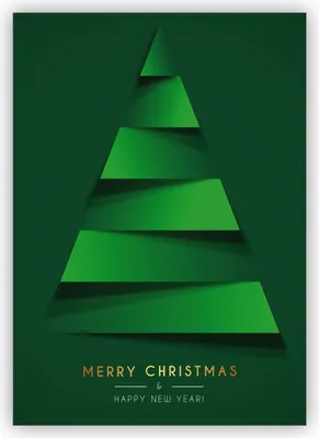 Produktbild von 4x Moderne grüne, reduzierte Weihnachtskarte mit grafischem Weihnachtsbaum: Merry Christmas & happy new year