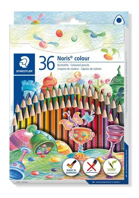 Zdjęcie produktu dla Staedtler Noris colour 187, Czarny, Niebieski, Bordowy, Brązowy, Cyjan, Zielony, Szary, Jasny Niebieski, Jasnozielony, Jasny..., 36 szt.