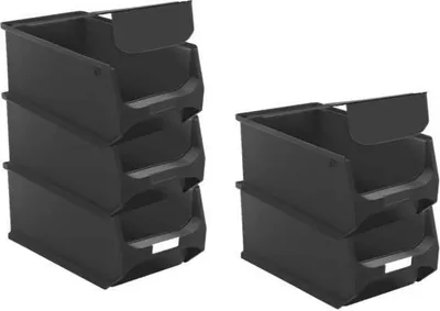 Produktbild von SparSet 5x Leitfähige Sichtlagerbox 4.1 mit Griffstange & Abdeckung | HxBxT 15x20x35cm | 7,2 Liter | ESD, Sichtlagerbehälter, Sichtlagerkasten, Sichtlagerkastensortiment, Sortierbehälter
