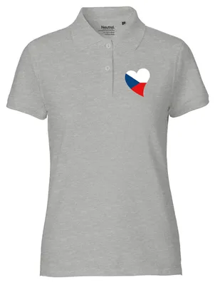 Produktbild von Huuraa Damen Polo Shirt Tschechische Republik Flagge Herz XXL Sport Grey Bio Baumwolle Fairtrade Poloshirt Geschenkidee