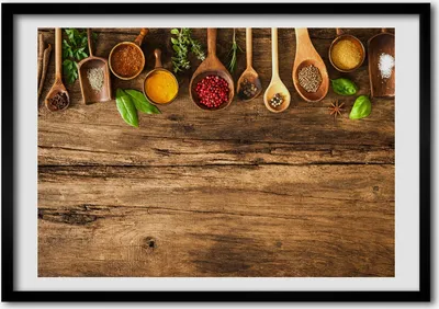 Produktbild von Bild - Bilder - Bilderrahmen - 70 cm x 50 cm - MDF-Rahmen, Wandkunst Gewürze Holz