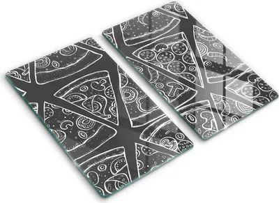 Produktbild von Abdeckung Glas - Küchenabdeckung - 2x30x52 cm - Abdeckplatte -Pizzaillustration