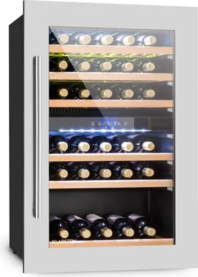 Image de Klarstein Cave a Vin Encastrable, Caves à Vin de 132L avec une Porte en Verre, Cave a Vins à Double Zone, Bar Intérieur/Extérieur, Frigo Vin, Cave a Vin de Vieillissement, Cave à Vin 35 Bouteilles