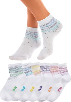 Produktbild von H.I.S. Kurzsocken Damen Kurze Söckchen, bunte Pünktchen 7 -teilig weiß Größe 35/38
