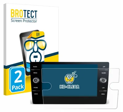 Produktbild von 2x Für Volkswagen T-Roc 2017-2019 Discover Media 8" 2017-2019 Schutzfolie BROTECT Displayschutz Display Schutz Folie Klar Transparent