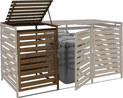 Obrázok produktu pre XL 1ks/2ks nadstavec na odpadkový kôš HWC-H62, box na odpadky, 114x67x97cm masívne drevo ~ tmavohnedá