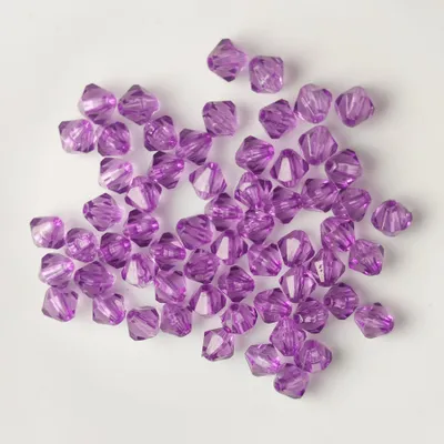 Image de Bicone double cône 100 pièces perles acryliques cristal perles en vrac avec trou , 4 mm 100 pièces, lilas