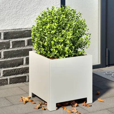 Produktbild von "Rabatt" Pflanzkübel modernem Design - Blumentopf/Pflanzkasten - Weiß 30x30x30 Stahl - Beete CC23734