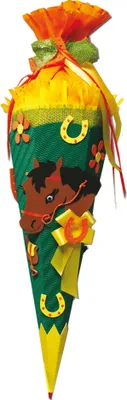 Produktbild von Schultüten-Bastelset Pferd 68 cm 6-eckig Rot(h)-Spitze Kreppverschluss