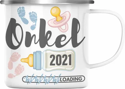Produktbild von Trendation - Onkel 2022 Loading Emaille Tasse Werdender Onkel Schwangerschaft Ankündigung Bruder (Silber)