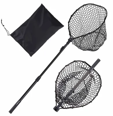 Immagine prodotto di VEVOR Retino da Pesca con Asta Telescopica, Rete per Pescatori con Sacchetto di Trasporto, Fibro di Carbonio PVC Rivestito in Nylon, Retino da Pesca Lunghezza 187 cm da Stagni Lago Kayak Barche