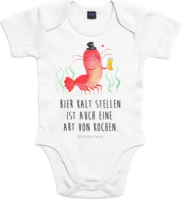 Produktbild von Mr. & Mrs. Panda Strampler Baby Hummer Weizen 3. - 6. Monat - Heather Grey - Geschenk, Gasthaus, Kurzarmbody, overall, Kneipe, Babybody, Wirtschaft, Garnele, Bier, Meer