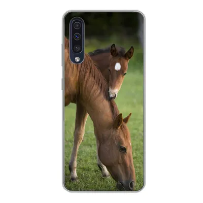 Produktbild von MuchoWow® Handyhülle Schutzhülle Hülle für Samsung Galaxy A50 Pferde - Gras - Porträt Silikon Softcase Handy Hülle - Mobiltelefonhülle