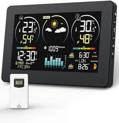 Productafbeelding van Weerstation Binnen en Buiten - Weerstation Draadloos Binnen Buiten - Weerstation met Buitensensor - Temperatuur