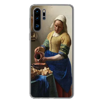 Produktbild von MuchoWow® Handyhülle Schutzhülle Hülle für Huawei P30 Pro Das Milchmädchen - Gemälde von Johannes Vermeer Silikon Softcase Handy Hülle - Schutzdeckel