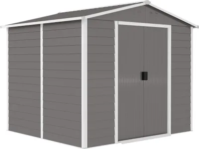 Produktbild von Geräteschuppen aus Metall, wetterfest & rostfrei, abschließbar,  2,40 x 2,06 x 1,98 m, Hellgrau