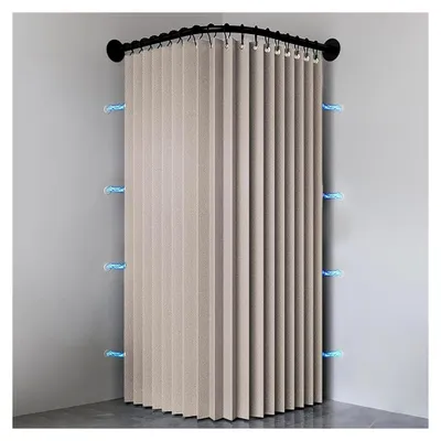 Produktbild von Faltbarer wasserdichter Duschvorhang mit Haken, waschbar, aus Stoff, magnetisch, für Badezimmer, 150 g/m², Beige, 150x200cm