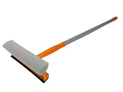 Image de Nettoyeur de vitres avec manche télescopique, en plastique, de couleur grise et orange