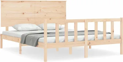 Produktbild von vidaXL Massivholzbett mit Kopfteil