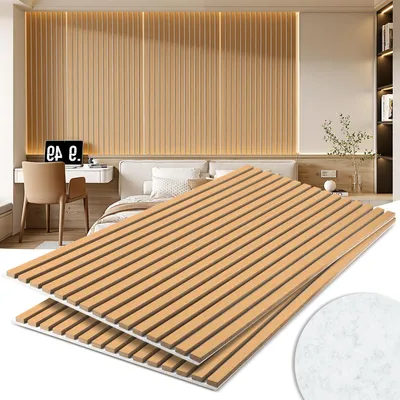 Obrázek produktu pro Akustické panely Vigevee, nástěnné panely, rozměry 120x60 cm, buk, šedý filc, MDF, povrchová úprava UV, 2 kusy
