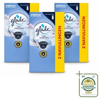 Immagine prodotto di 3 ricariche Glade Touch & Fresh Pure Clean Linen - 10 ml - Confezione risparmio - 3 pezzi