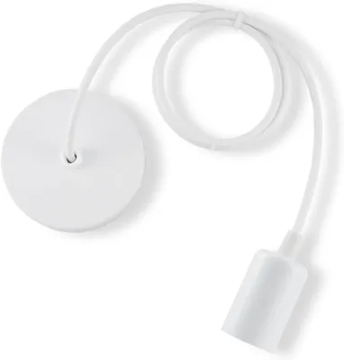 Produktbild von Weiße E27-Lampenfassung mit 100 cm Kabel – Metall – verstellbar – Café/Schlafzimmer/Bar – 1 Stück