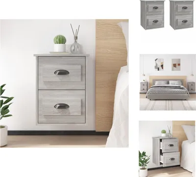 Productafbeelding van vidaXL Wandtafel/Nachtkastje, 2 stuks, Sonoma eik, 41,5 x 36 x 53 cm - Nachtkastje
